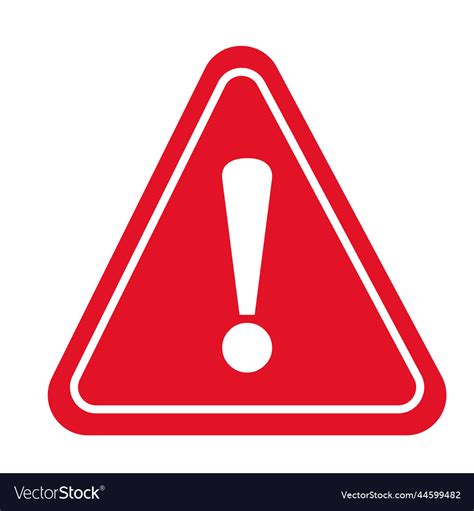 Warning Sign In Red Triangle Attention Danger Vector Image