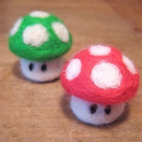 My Kids Would Love These Needle Felted Mario Mushrooms Felt Crafts