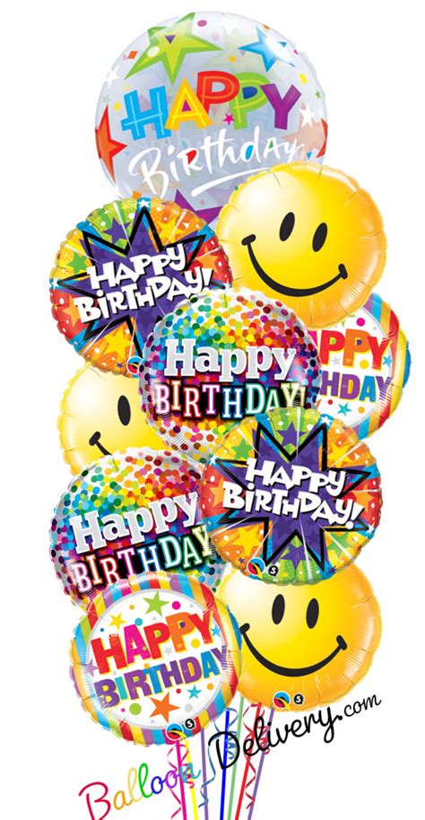 Happy Birthday Bubble Balloon And Smiles Bouquet