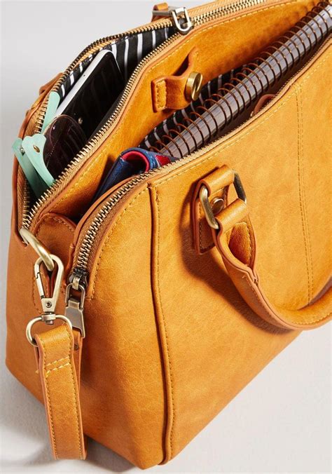 Curated Compartments Satchel In Mustard Yellow Modcloth Leather