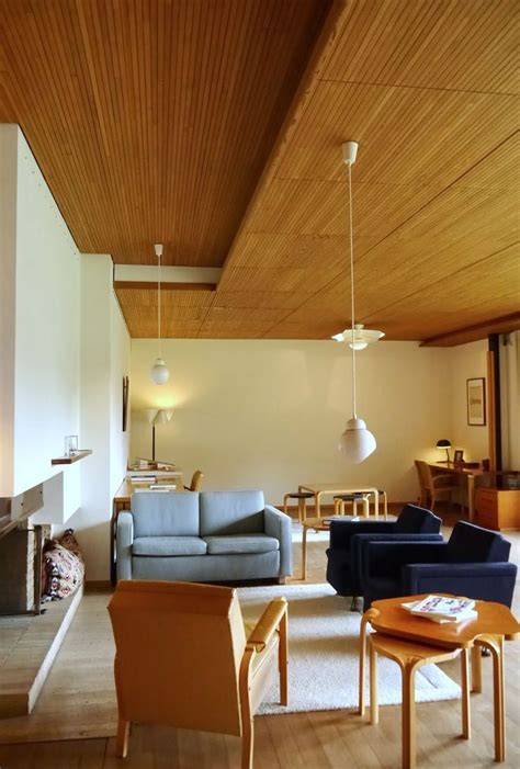 Simple and natural materials soften the. ALVAR AALTO, an interior from the Maison Louis Carré, 1957-1960, Bazoches-sur-Guyonne, France ...