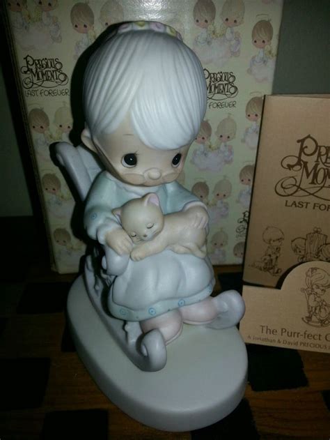 details about 1979 precious moments the purr fect grandma granny and kitty cat figurine