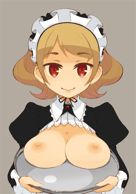 Mota Original 1girl Blonde Hair Breast Rest Breasts Breasts On Tray Breasts Out Carried