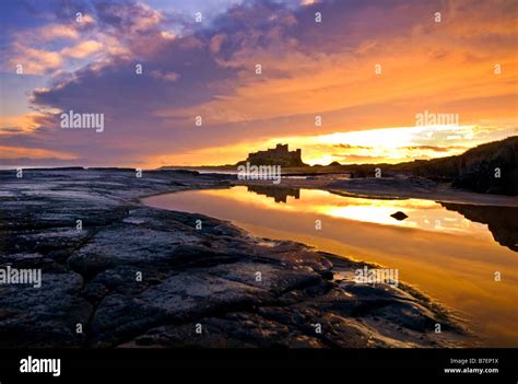 Sunrise Over The Beach And Castle At Bamburgh On The Northumberland