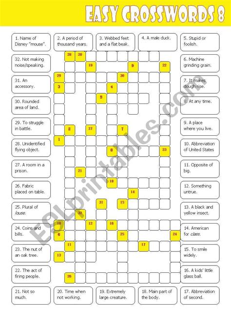 Easy Crossword 8 Esl Worksheet By Mulle Crossword Esl Worksheets