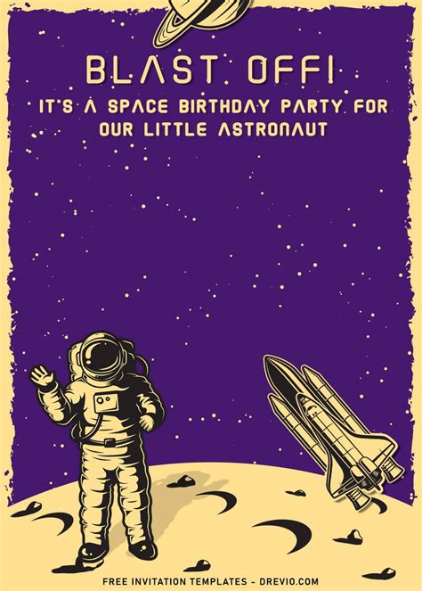 8 Hand Drawn Space Galaxy Birthday Invitation Templates Download