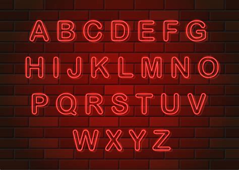 Glowing Neon Letters English Alphabet Vector Illustration 494193 Vector