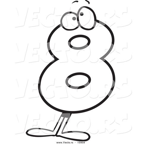 Vector Of A Cartoon Eight Character Outlined Coloring Page Drawing By