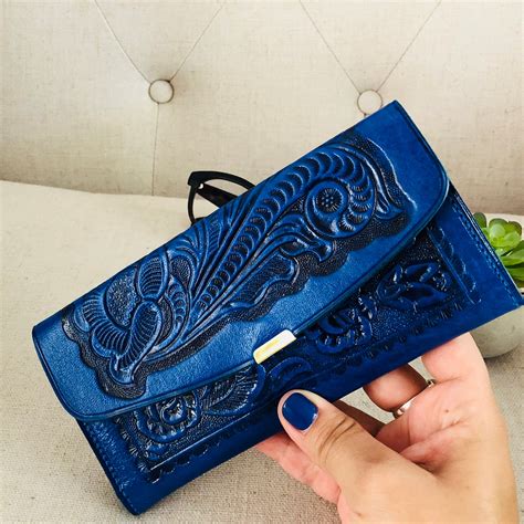 Bohemian Blue Wallet Woman Leather Mothers Day T Western Wallet