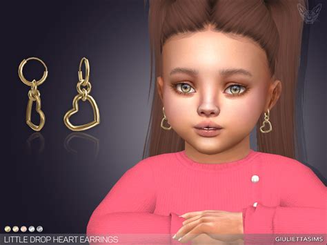 Little Heart Drop Earrings For Toddlers By Feyona At Tsr Sims 4 Updates