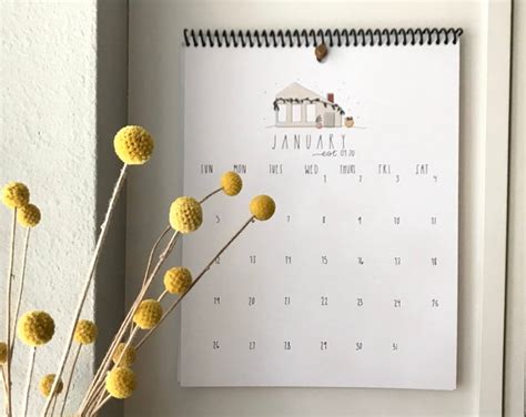 2020 Monthly Wall Calendar Cozy Home Decor Office Calendar Etsy