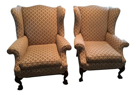 Refurbished Antique Wingback Chairs - A Pair | Chairish