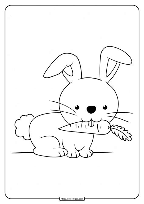 Printable Rabbit With Carrot Pdf Coloring Page Easter