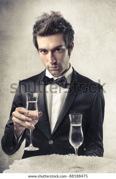 Handsome Man Holding Glass Wine Stock Photo 88188475 Shutterstock