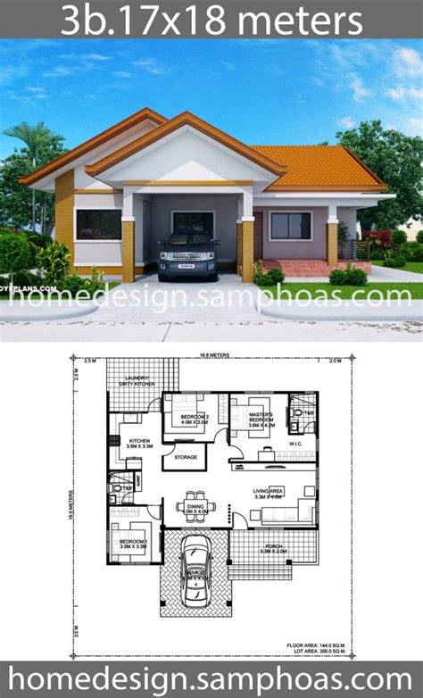 House Design Plans 17x18m With 3 Bedrooms Home