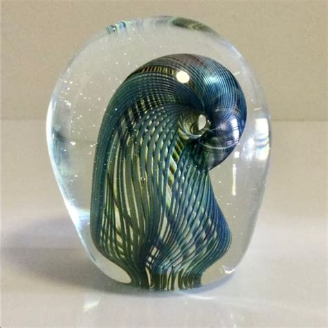 Robert Burch Accents Vintage Blue Green Spiral Art Glass Paperweight Robert Burch 8 Poshmark