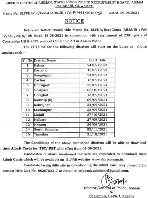 Assam Police Constable Admit Card Out Pet Pst Ab