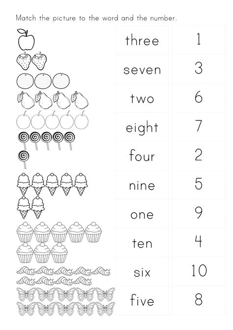 Matching Numbers To Number Word Worksheets