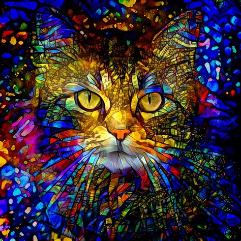 Colorful Tabby Cat Art Peggy Collins Art