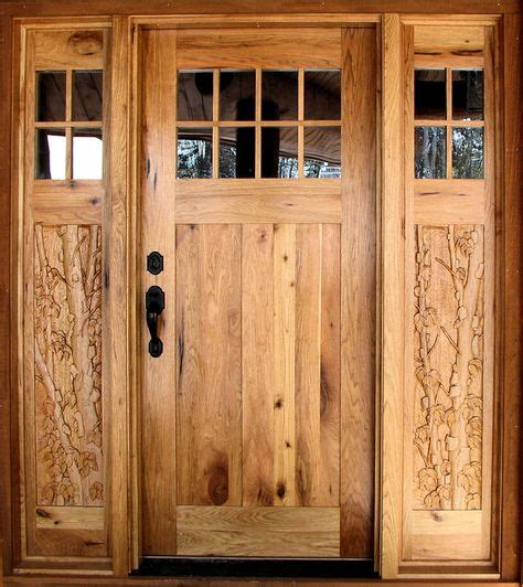 Carved Rustic Exterior Steel Doors For Homes Solid Butternut Custom