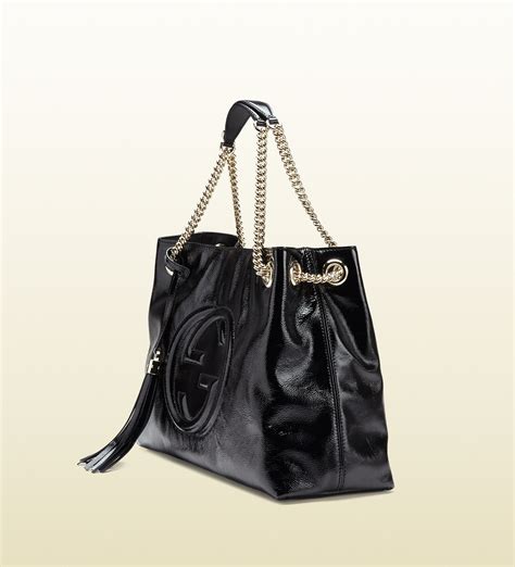 Gucci Soho Soft Patent Leather Shoulder Bag In Black Lyst