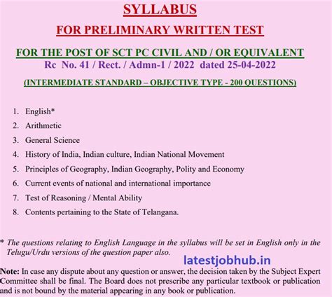 TS Police Constable Syllabus 2024 Prelims Mains Exam Pattern