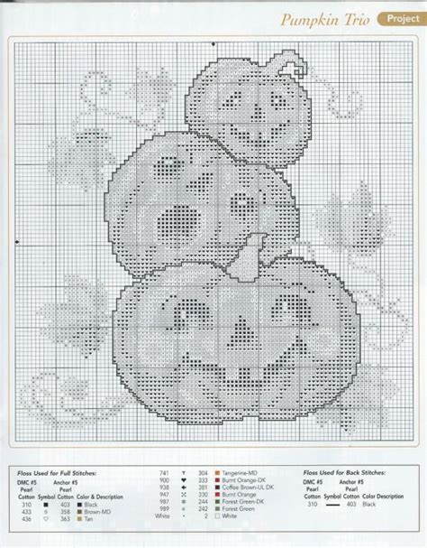 Pumpkin Trio • Sample Is Stitched On Dark Fabric Узоры для вышивки