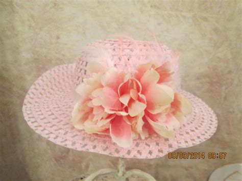 Pink Tea Party Hat Girls Tea Party Hat With Feathers And Flowers Girls