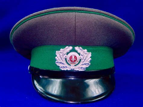 Vintage East German Germany Ddr Officers Visor Hat Cap Uniform
