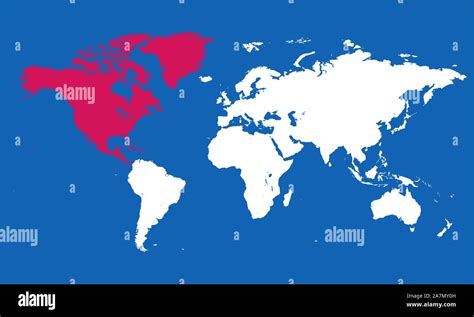 Mapa Del Mundo Norteamérica Ilustración Vectorial Fondo Azul Imagen