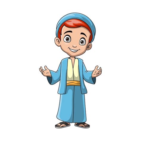 Premium Vector Cute Happy Muslim Boy Cartoon