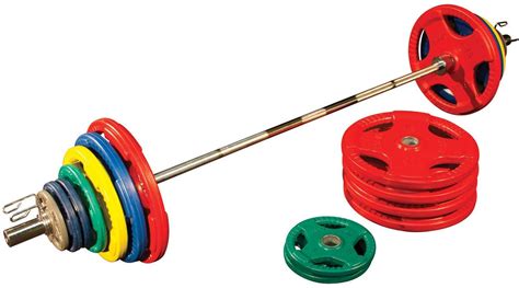 Body Solid 500 Lb Bumper Set With Bar Weight Set Olympic Weight Set