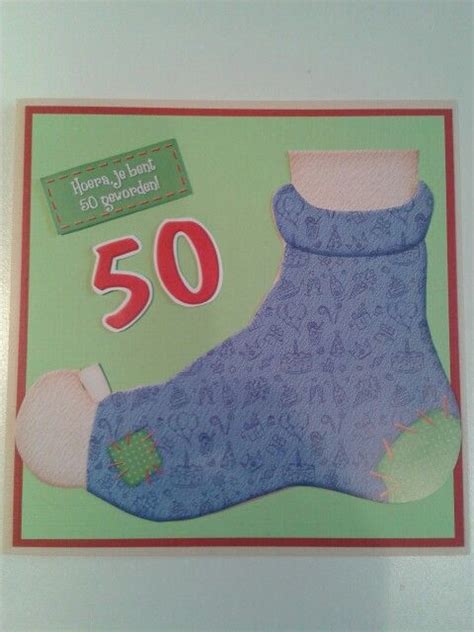 Kaart Met Oude Sok Voor 50 Jaar Verjaardag Pinterest
