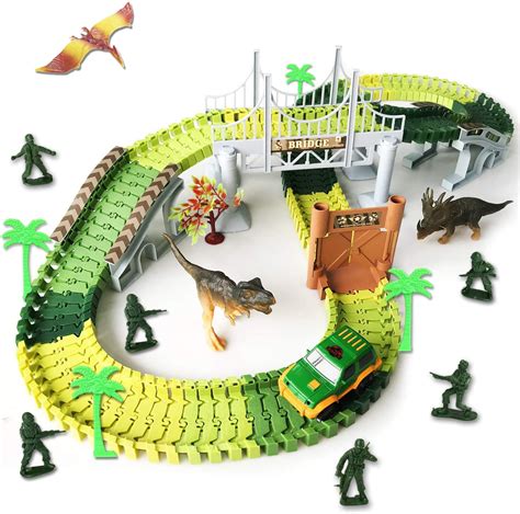 Dinosaur Track Toy Set144pcs Railway Track Toy Dinosaur Car Race