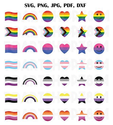 LGBTQ Flags Pride Printable Cut Fileslgbtq Svg Png Bundle Etsy