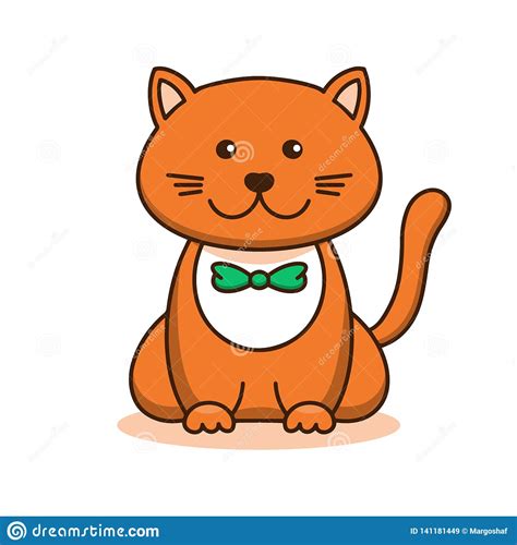 Cute Red Cat Cartoon Linear Art Animal Sketch Vector Illustration Of