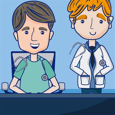 Funny Doctors Cartoons At Office Vector Illustration Graphic Design