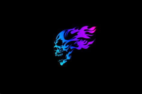 3840x2560 Skull Glowing Minimal Neon 5k 3840x2560 Resolution Hd 4k