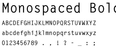 Monospaced Bold Font Basic Fixed Width
