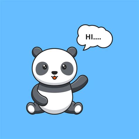 Cute Panda Says Hi Cute Panda Character 16969847 Vector Art At Vecteezy