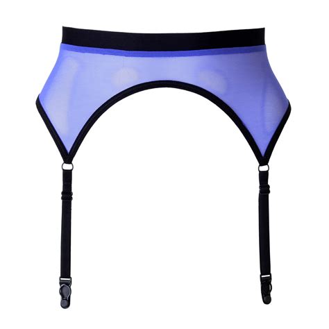 Blue Mesh Four Strap Garter Belt With Wide Elastic By Flash