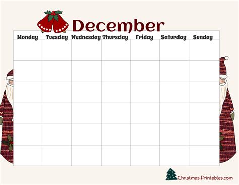 Free Printable Cute December Planner Calendars