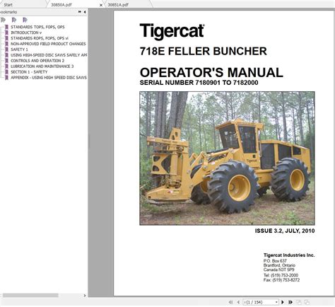 Tigercat 718E Feller Buncher 7180901 7182000 Operator Service Manual