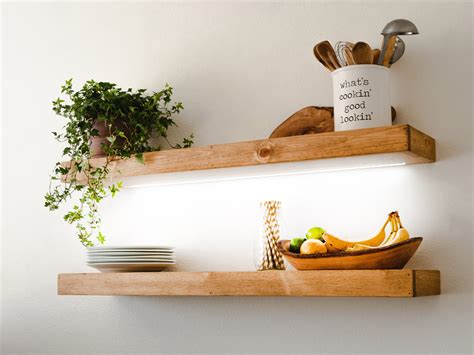 Floating Shelf With Led Lights Kitchen Shelving Free Etsy Uk
