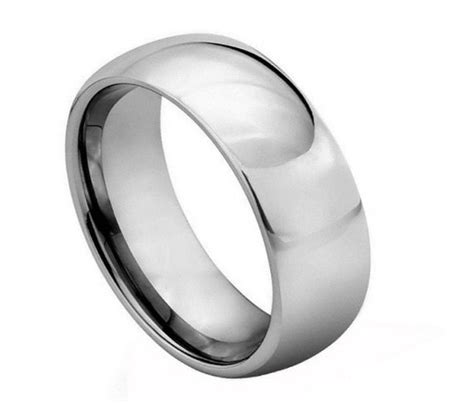 8mm Tungsten Wedding Band Comfort Fit Classic Dome High Polished