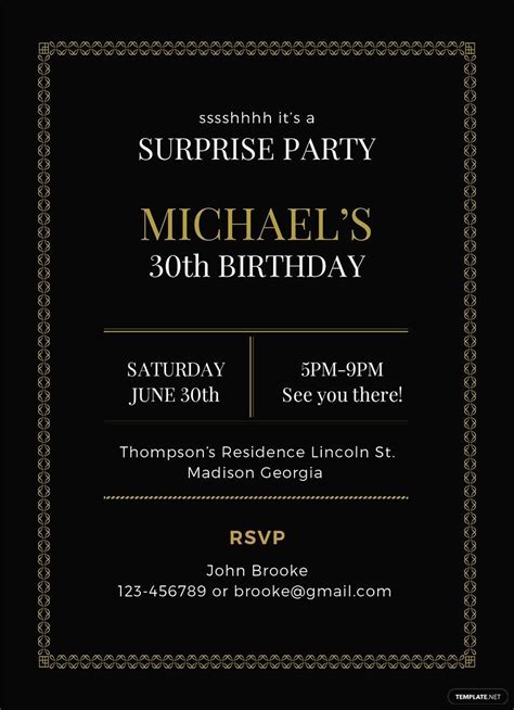 Surprise Party Invitation Template In Illustrator Word Publisher PSD