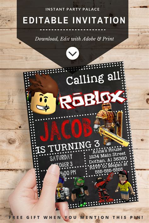 Looking for expert design tips to make your own invitation? DIY Roblox Invitation Instantl Download and Editable Text ...