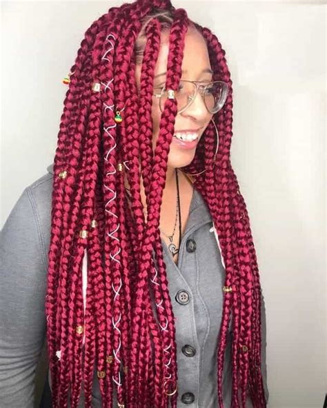 71 Incredible Jumbo Box Braids Trending In 2020 Burgundy Box Braids Box Braids Hairstyles