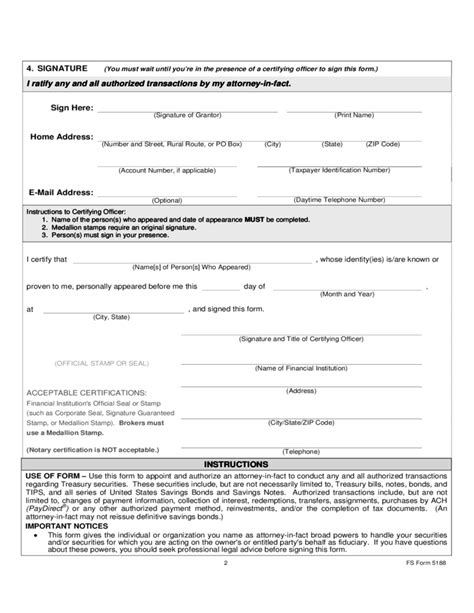 Form 5188 Durable Power Of Attorney For Securities And Savings Bonds