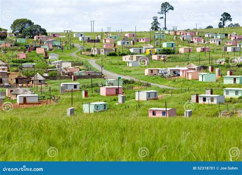 A Village Of Brightly Colored Mandela Houses In Zulu Village Zululand